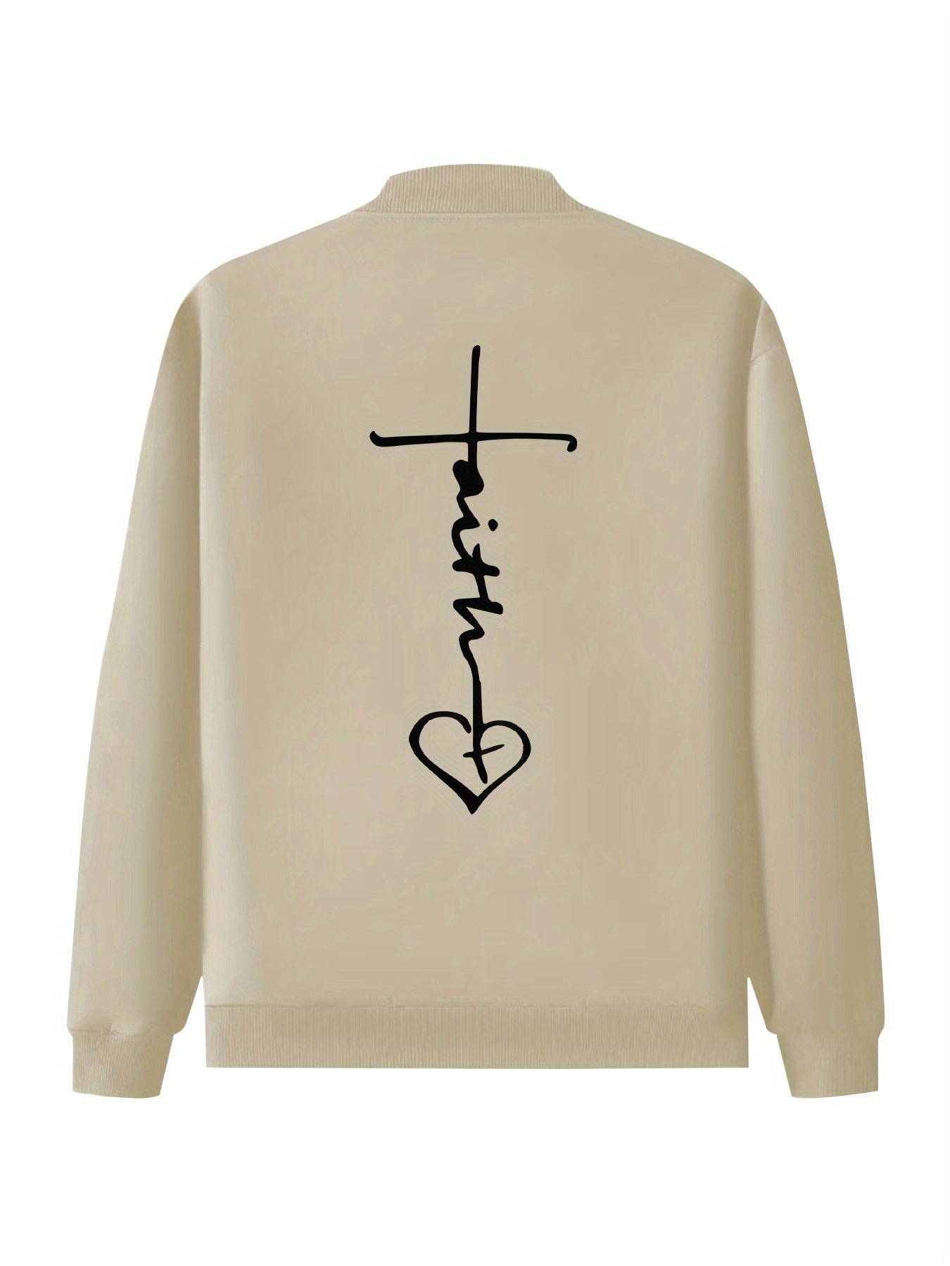 IHDP Faith Heart Print Casual Jacket Stand Collar ZipUp
