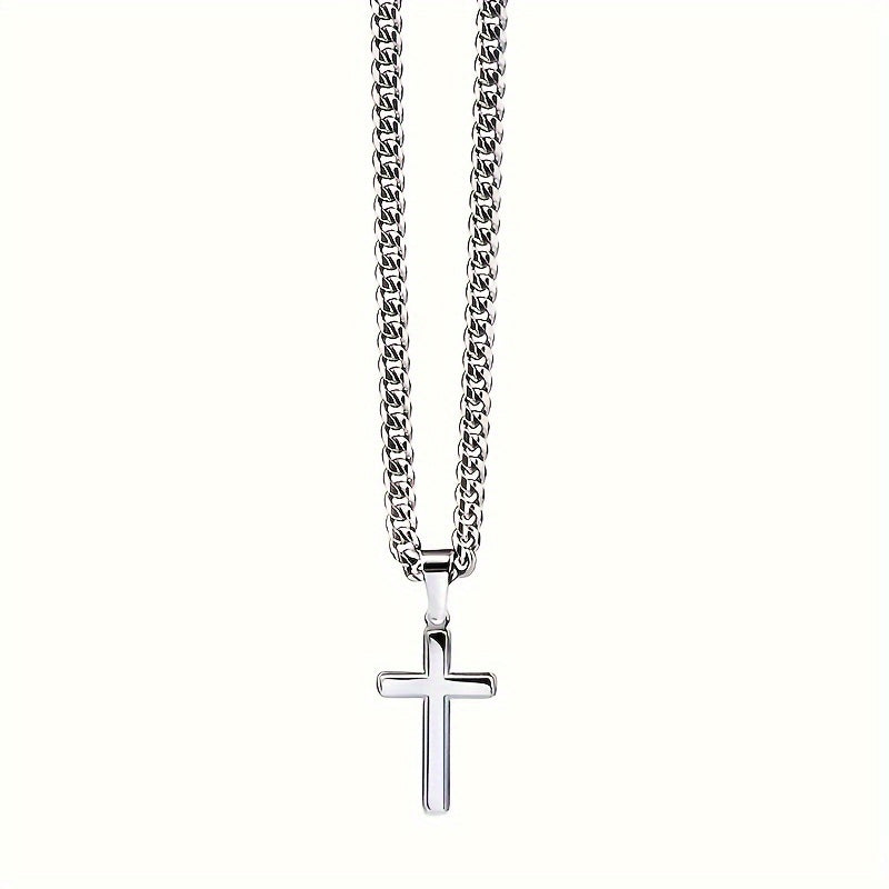 To My Husband Cuban Chain Cross Pendant Necklace