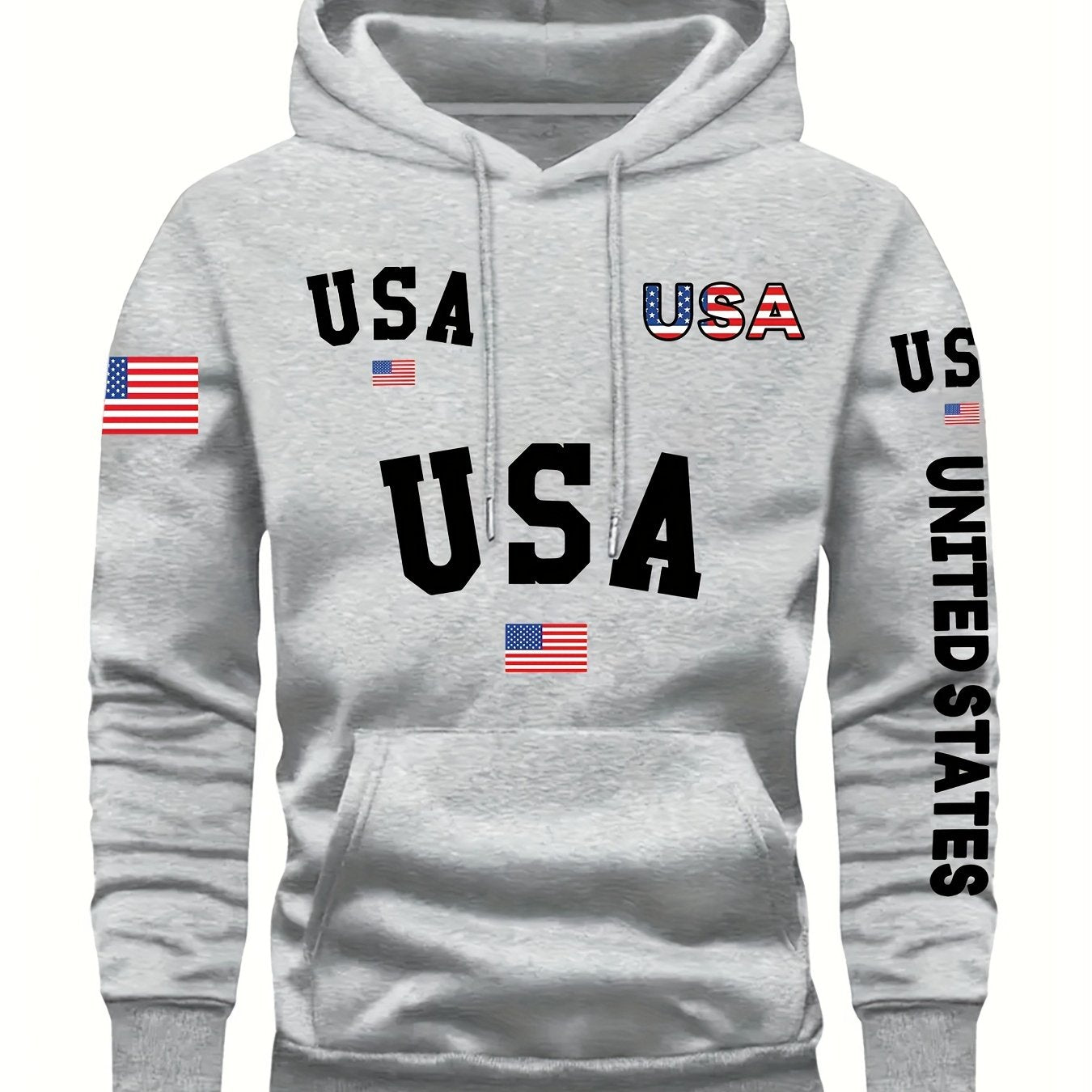 In His Divine Power Cozy Patriotic Hoodie USA Front Pocket