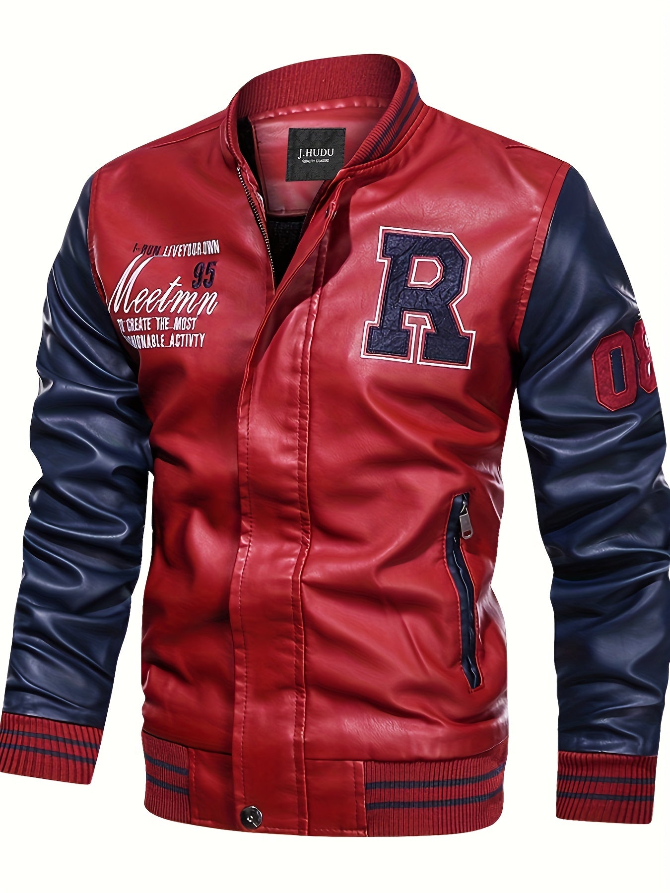R Letter Print Jacket Raglan Oversized for Men Spring