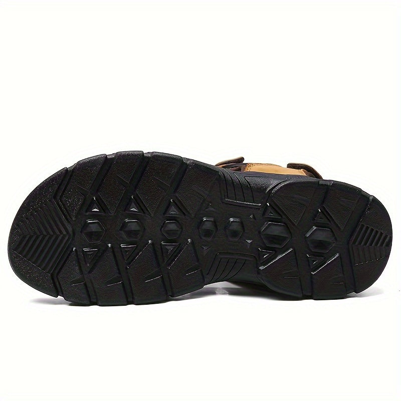 In His Divine Power Leather Sandals With Hook Closure