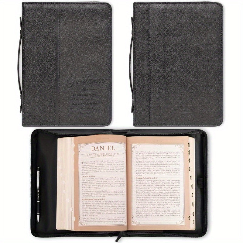 Mens Classic Faux Leather Bible Cover Guidance Prayer