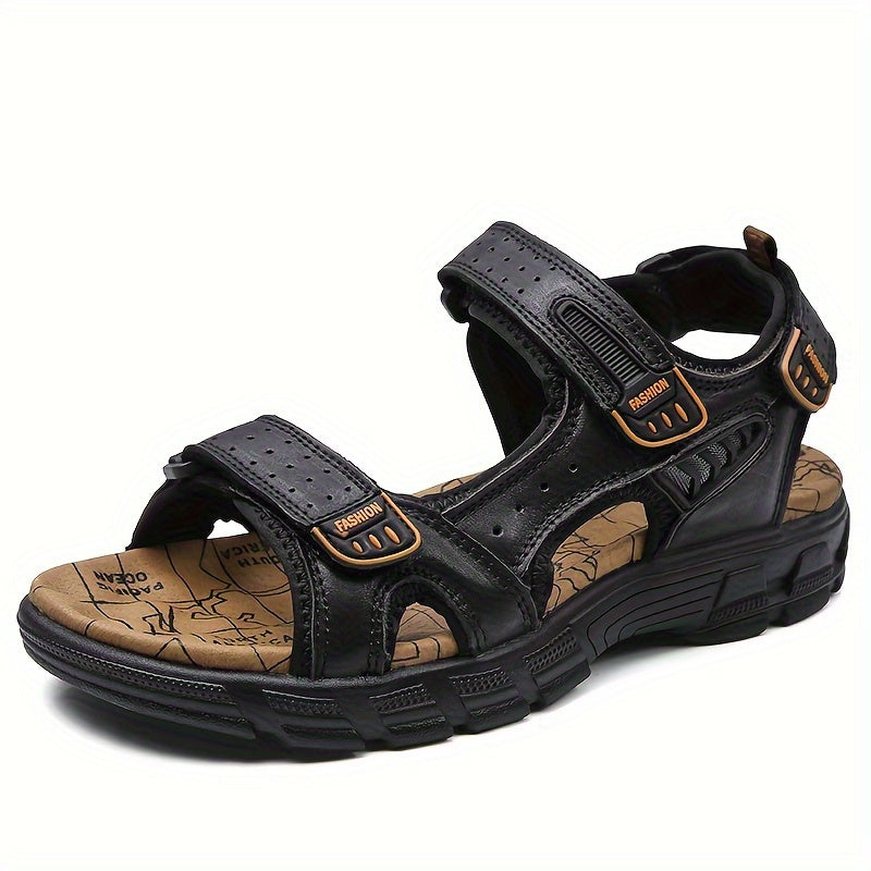 In His Divine Power Leather Sandals With Hook Closure