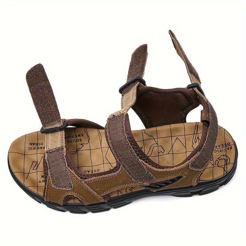 In His Divine Power Leather Sandals With Hook Closure