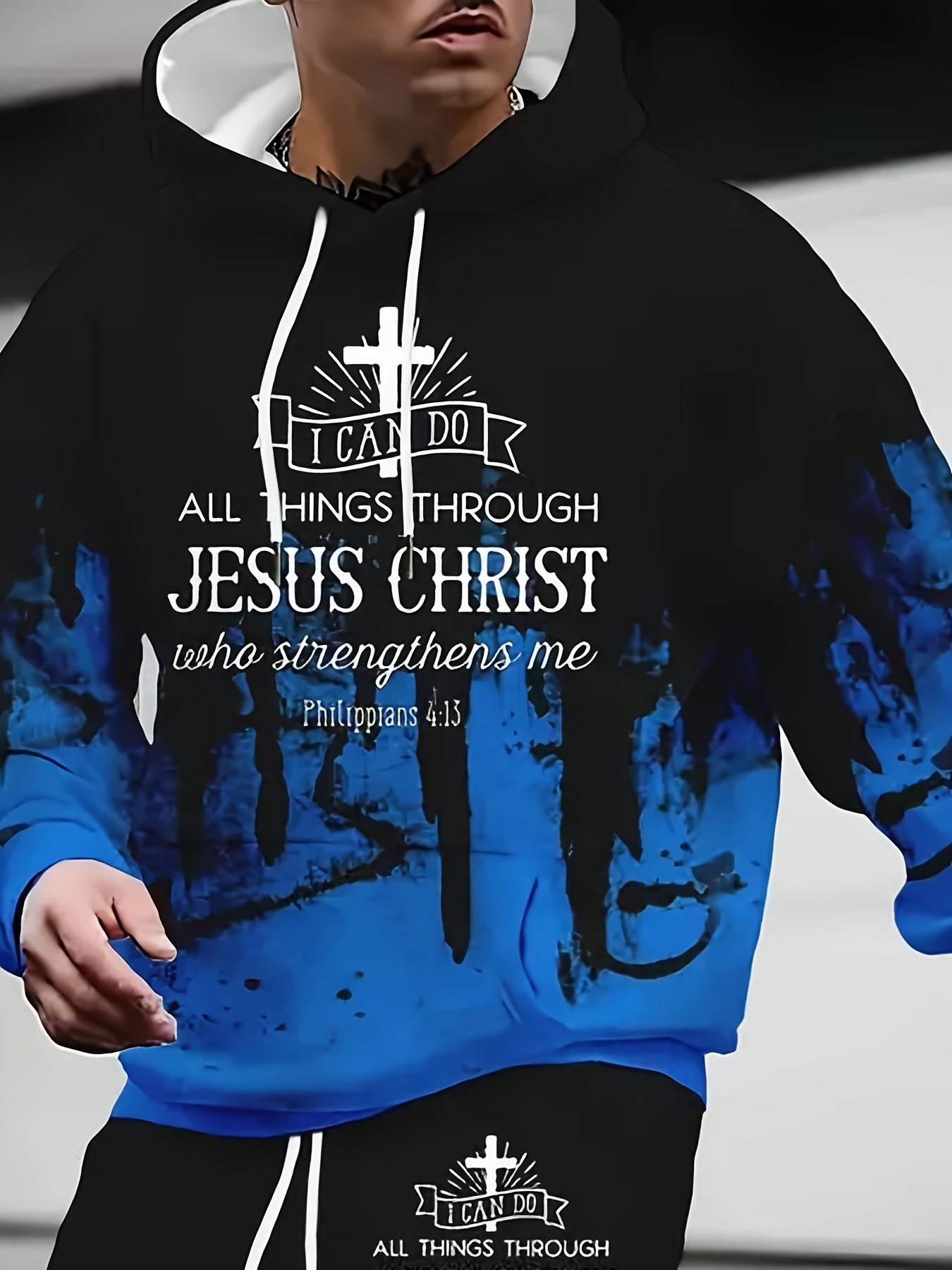 Faith Print Two Piece Hoodie And Jogger Set Everyday
