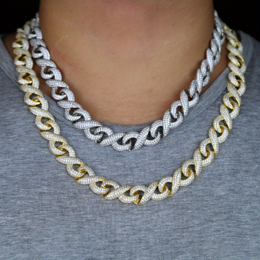 Hip Hop Encrusted Eight Character Synthetic Zirconia Necklace