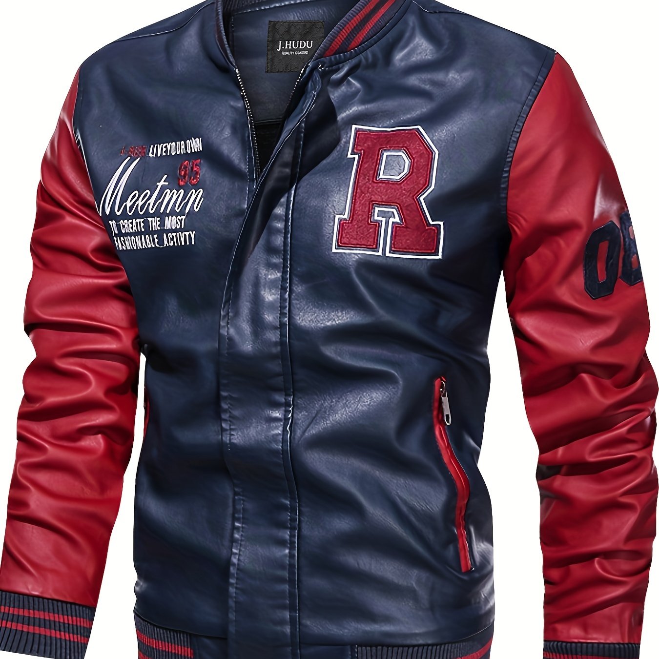 R Letter Print Jacket Raglan Oversized for Men Spring