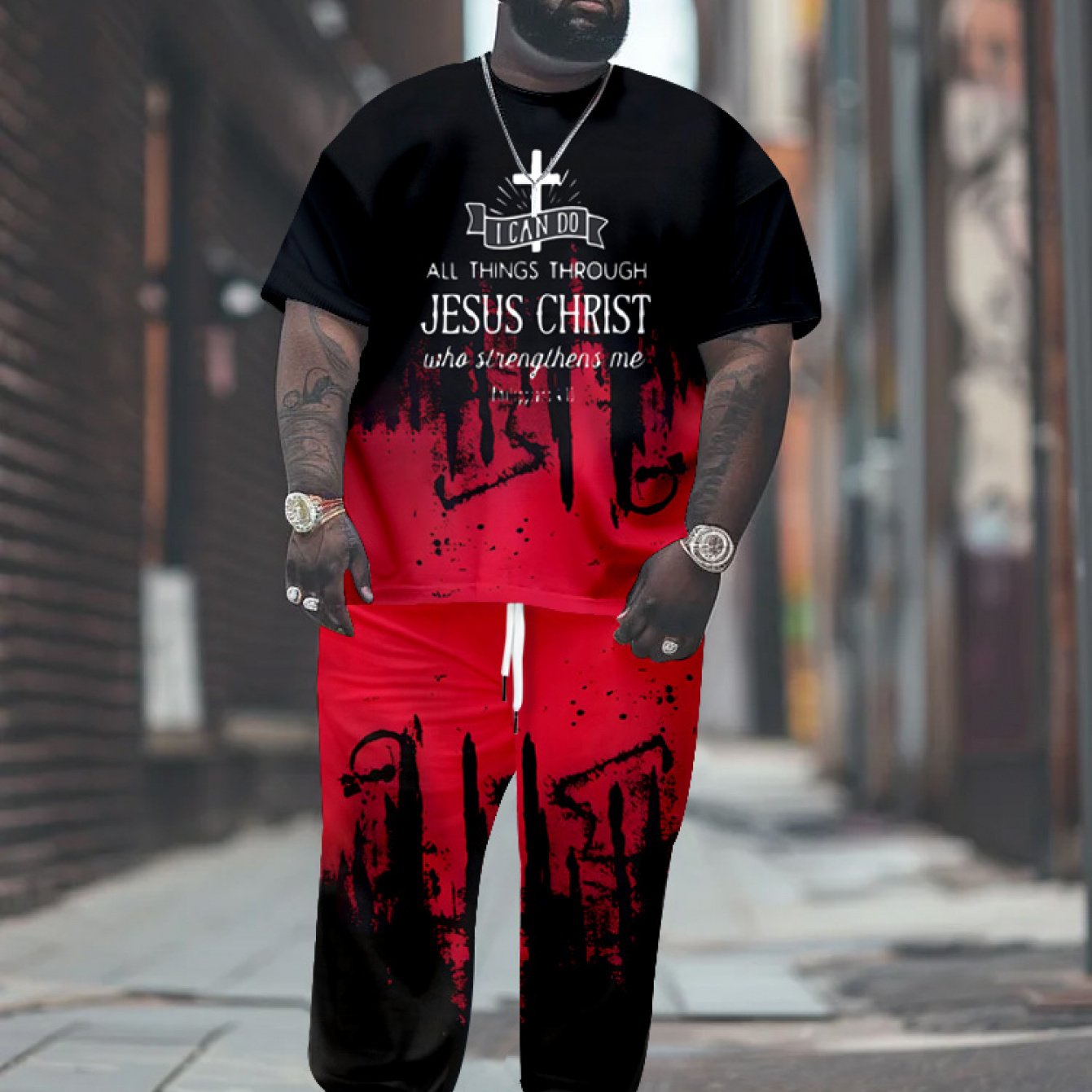 In His Divine Power Mens Sports T Shirt And Pants Set