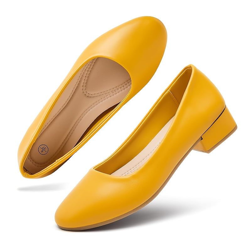 Comfortable Women's Elegant Slip On Pumps Round Toe Design