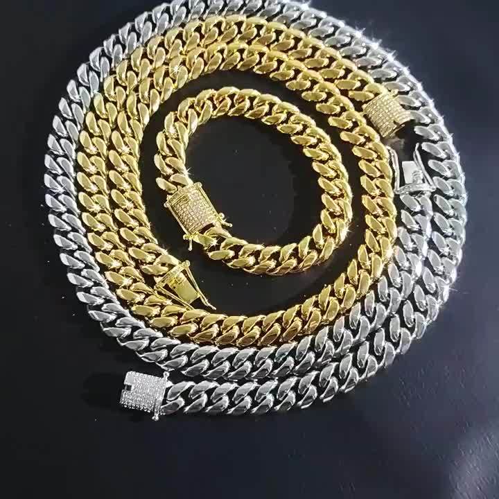 Miami Cuban Link Chain For Men Golden Plated Jewelry