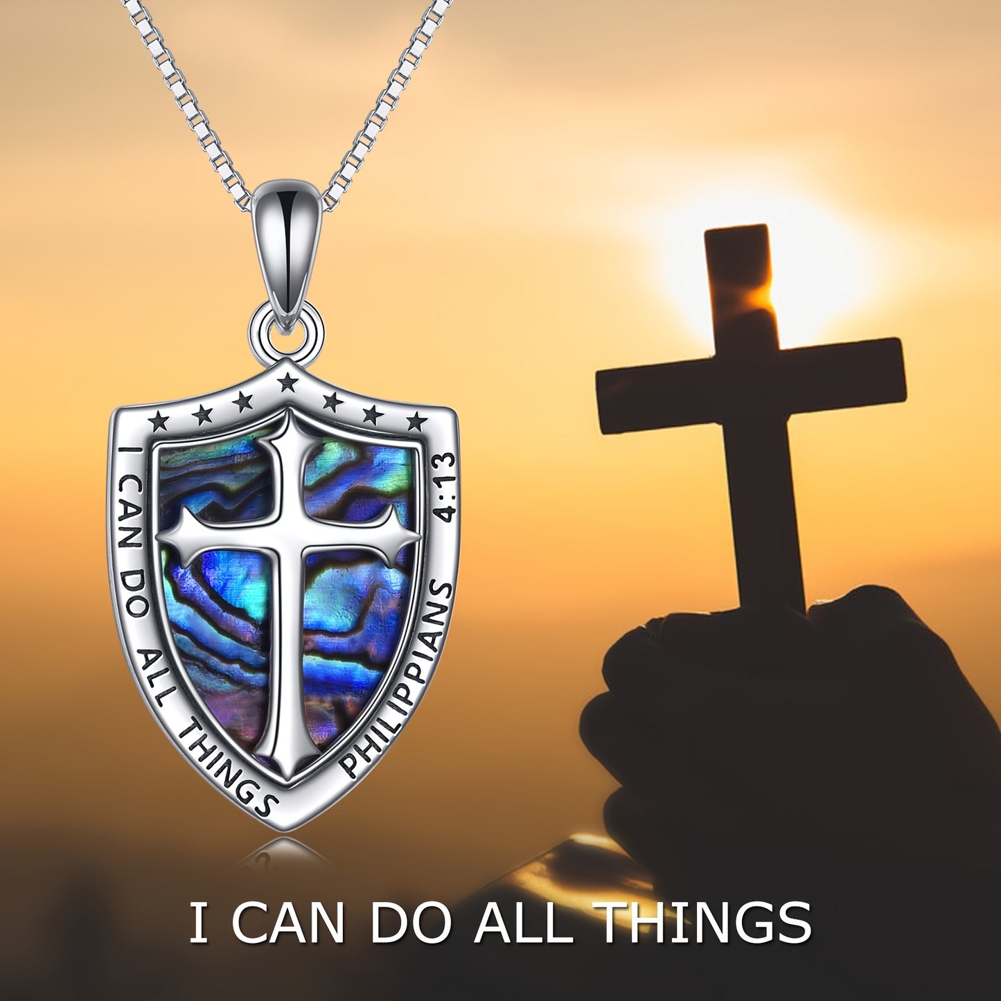 YFN Sterling Silver Cross Necklace Jewelry 18 Inch Plus 2 Inch