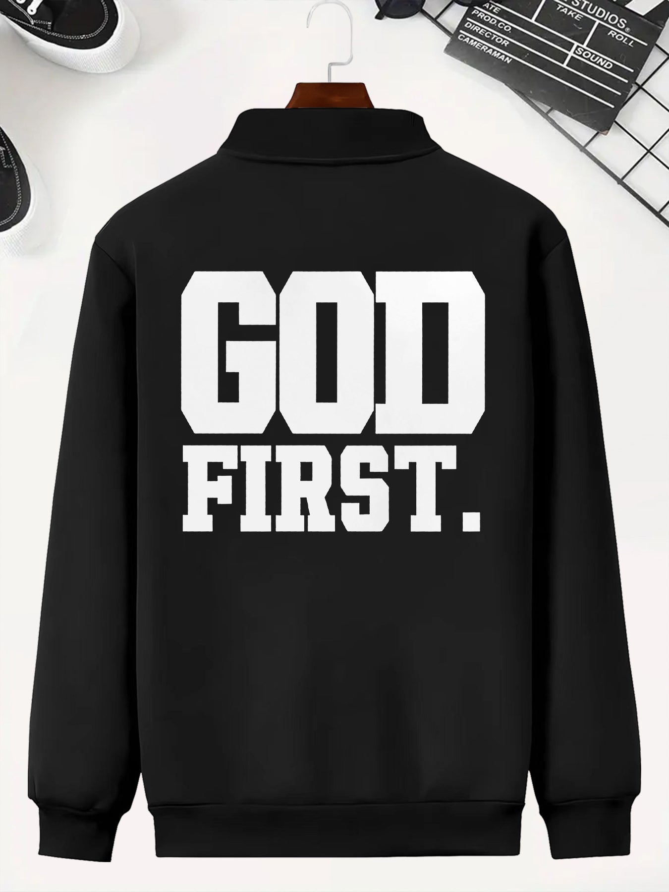 Divine Power God First Print Zip Up Jacket Outdoors