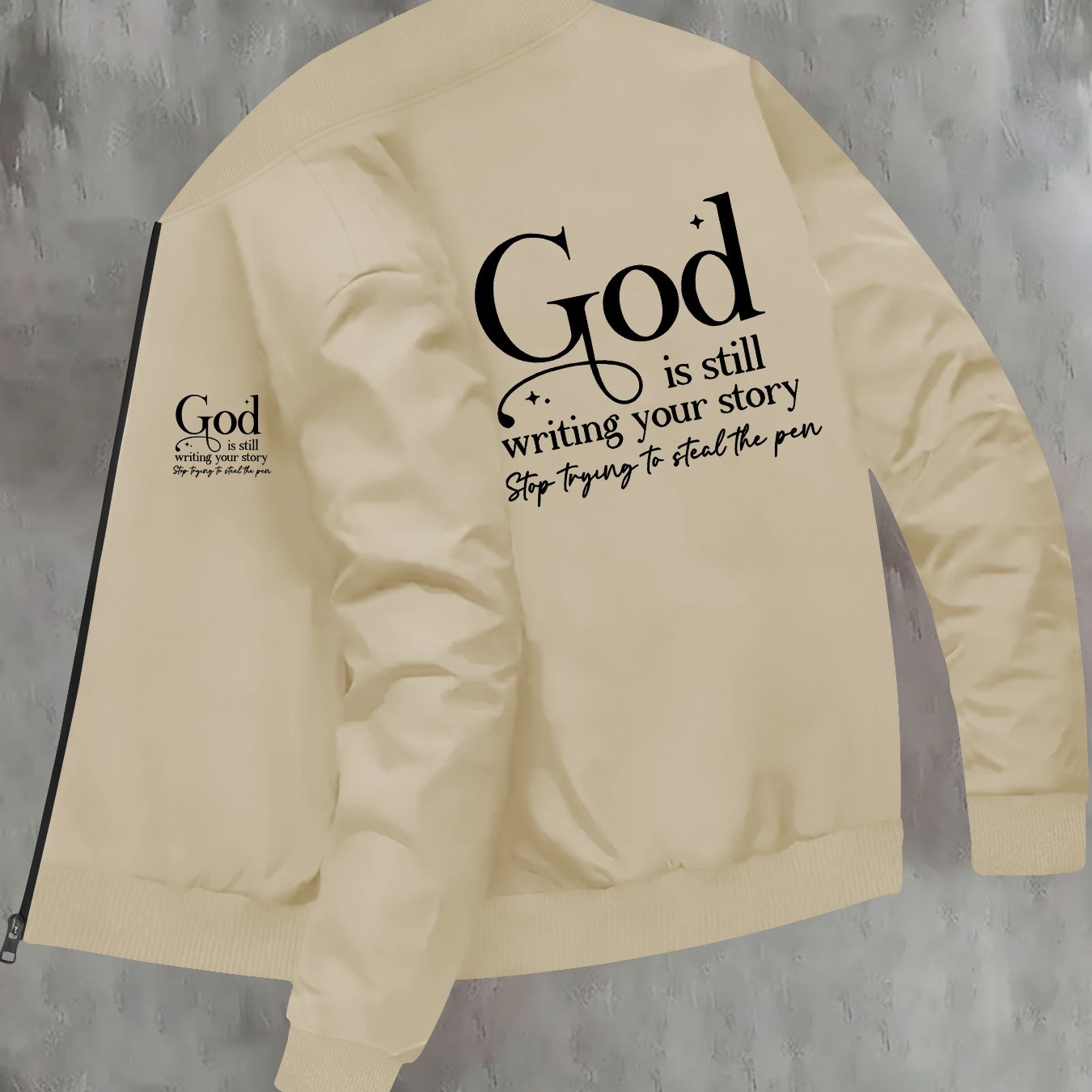 In His Divine Power God Element Print Skinny Fall Jacket
