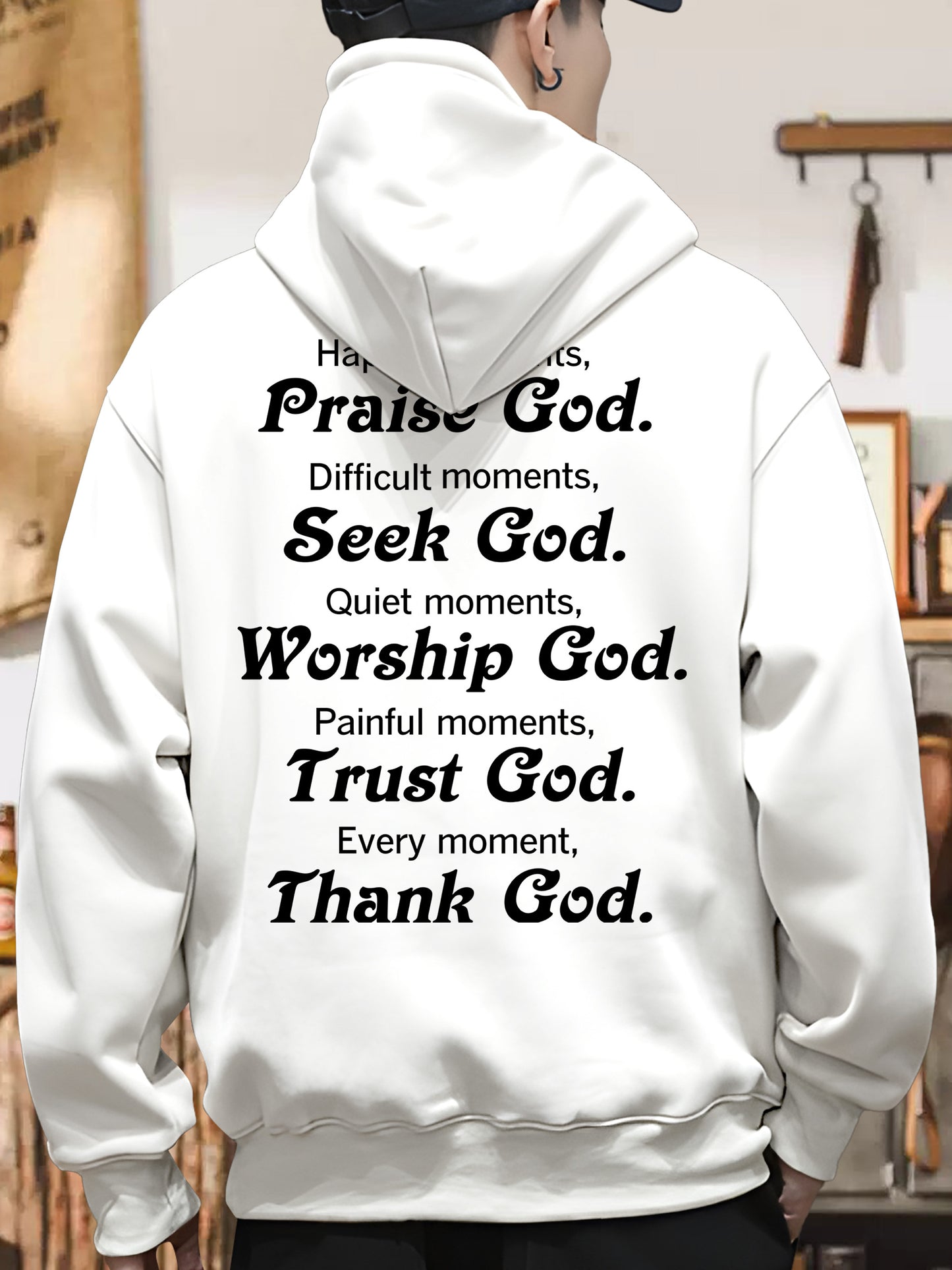 Yuy Cloth Praise God Printed Cotton Hoodie Relaxed Fit