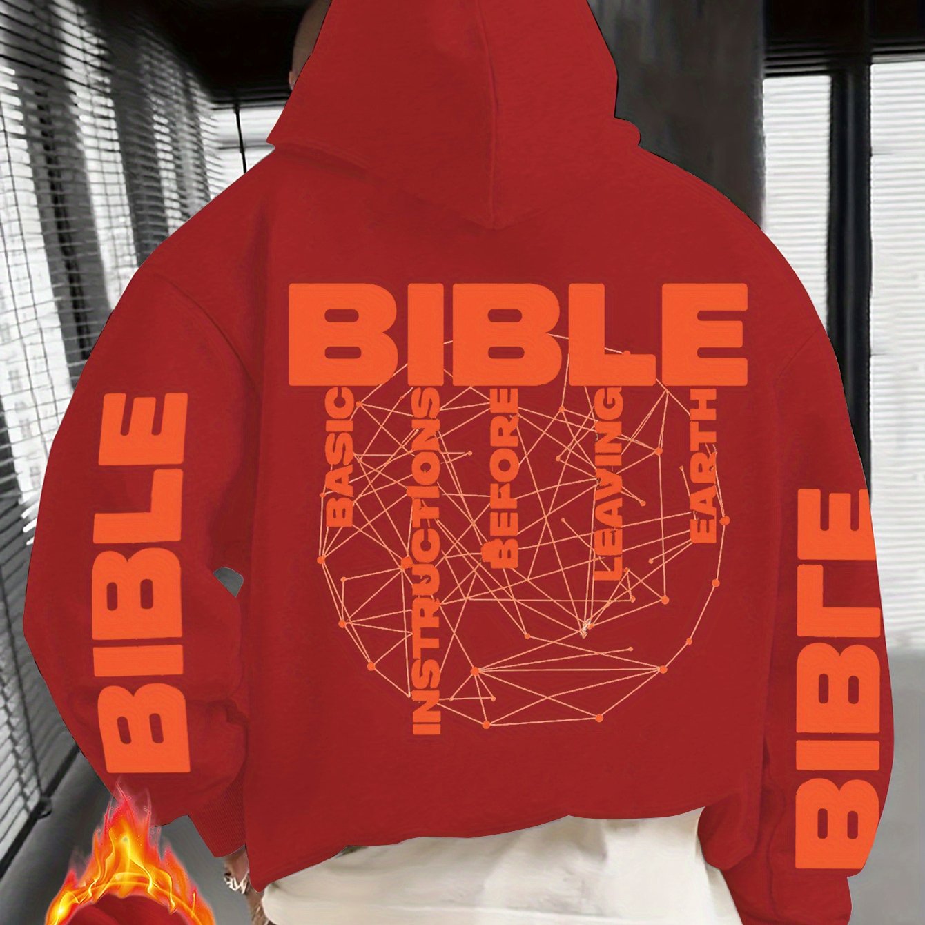 Men'S Christian Hoodie - Bible Verse Sweatshirt with "BIBLE" Text, Loose Fit Hooded Pullover for Church, Everyday Faith Expression - Fall/Winter Warmth - Religious Apparel Gift for Men, Autumn Winter Wear, Casual Streetwear,