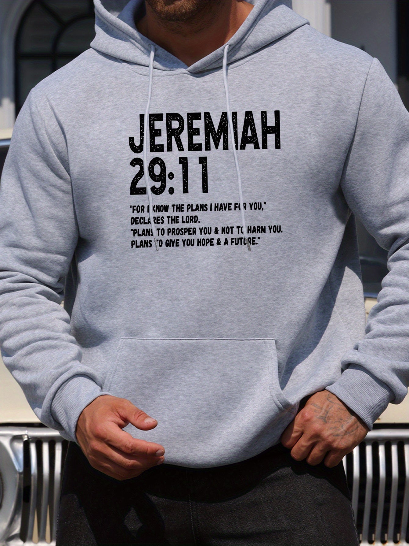 In His Divine Power Jeremiah 29 11 Hoodie Mens Polyester