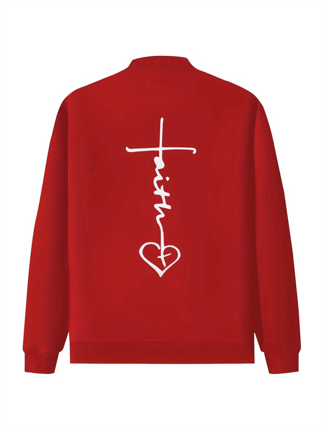 IHDP Faith Heart Print Casual Jacket Stand Collar ZipUp
