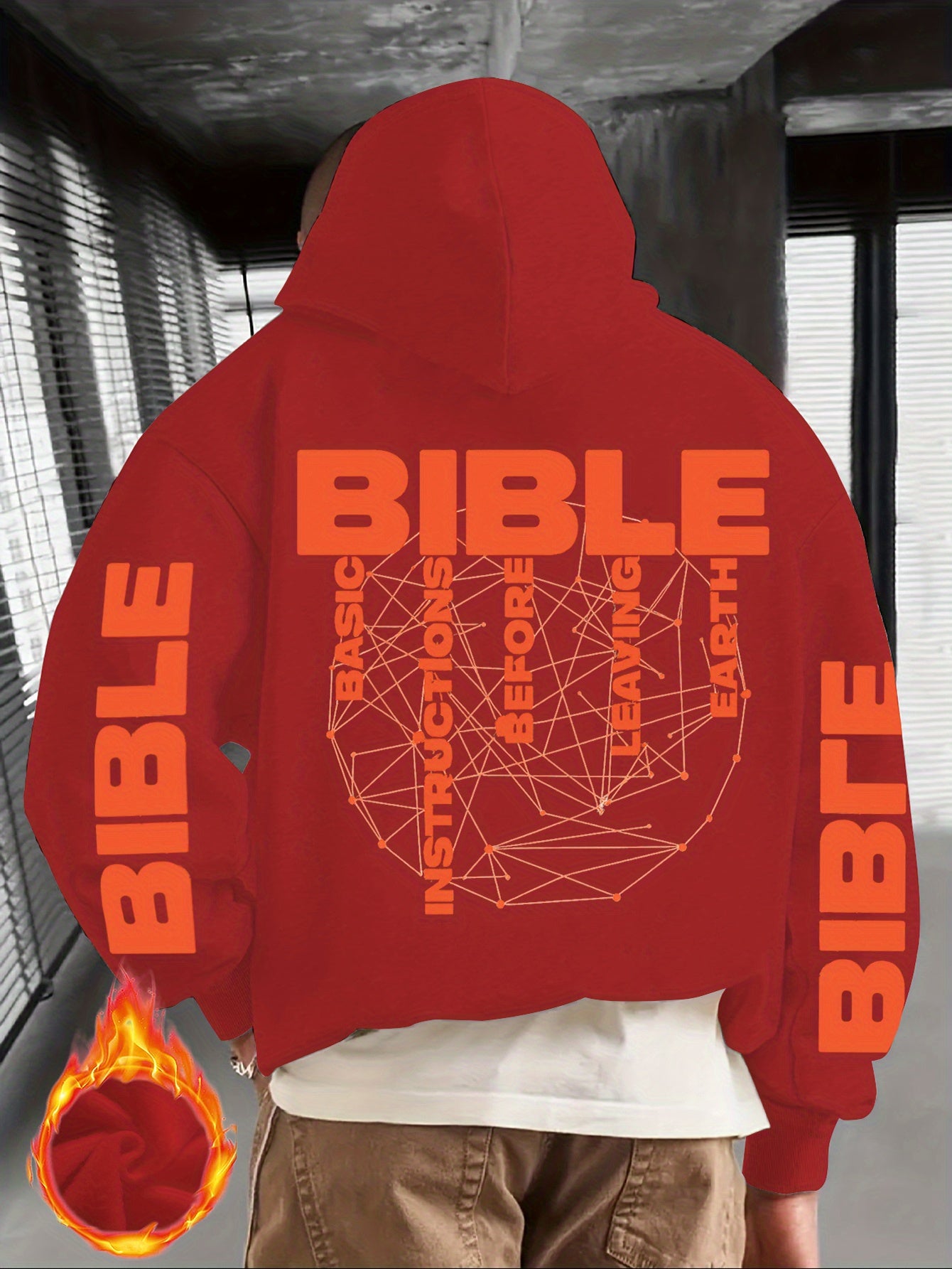 Men'S Christian Hoodie - Bible Verse Sweatshirt with "BIBLE" Text, Loose Fit Hooded Pullover for Church, Everyday Faith Expression - Fall/Winter Warmth - Religious Apparel Gift for Men, Autumn Winter Wear, Casual Streetwear,