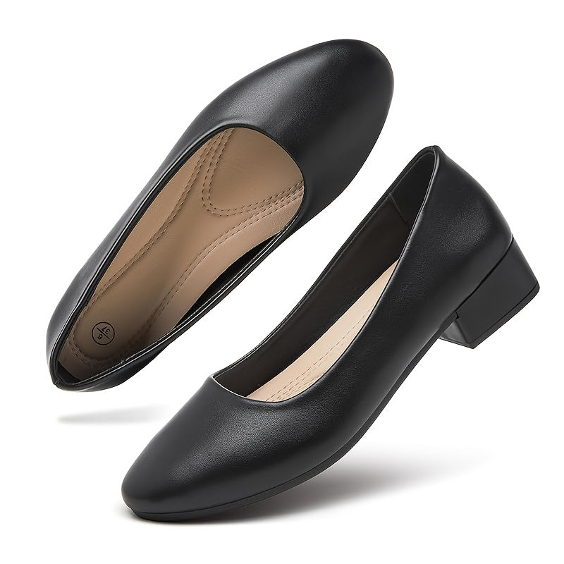 Comfortable Women's Elegant Slip On Pumps Round Toe Design