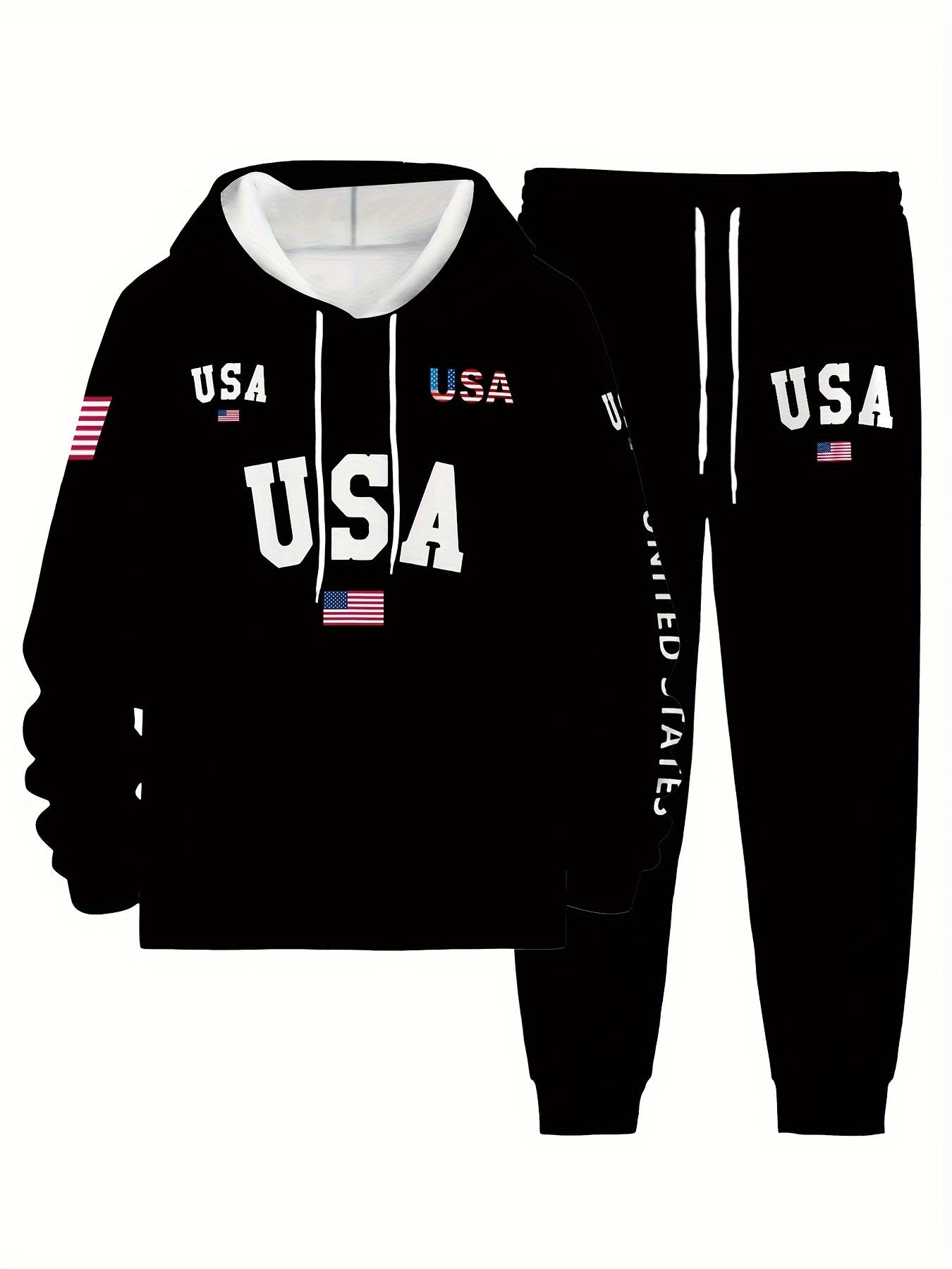 Hooded Polyester Joggers Sweatsuit Set for Casual Men