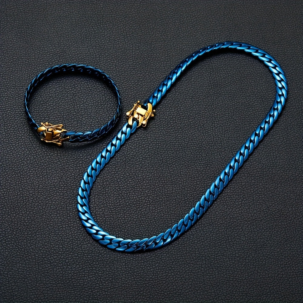 Stainless Steel Lock Buckle Bracelet Necklace Hip Hop Jewelry