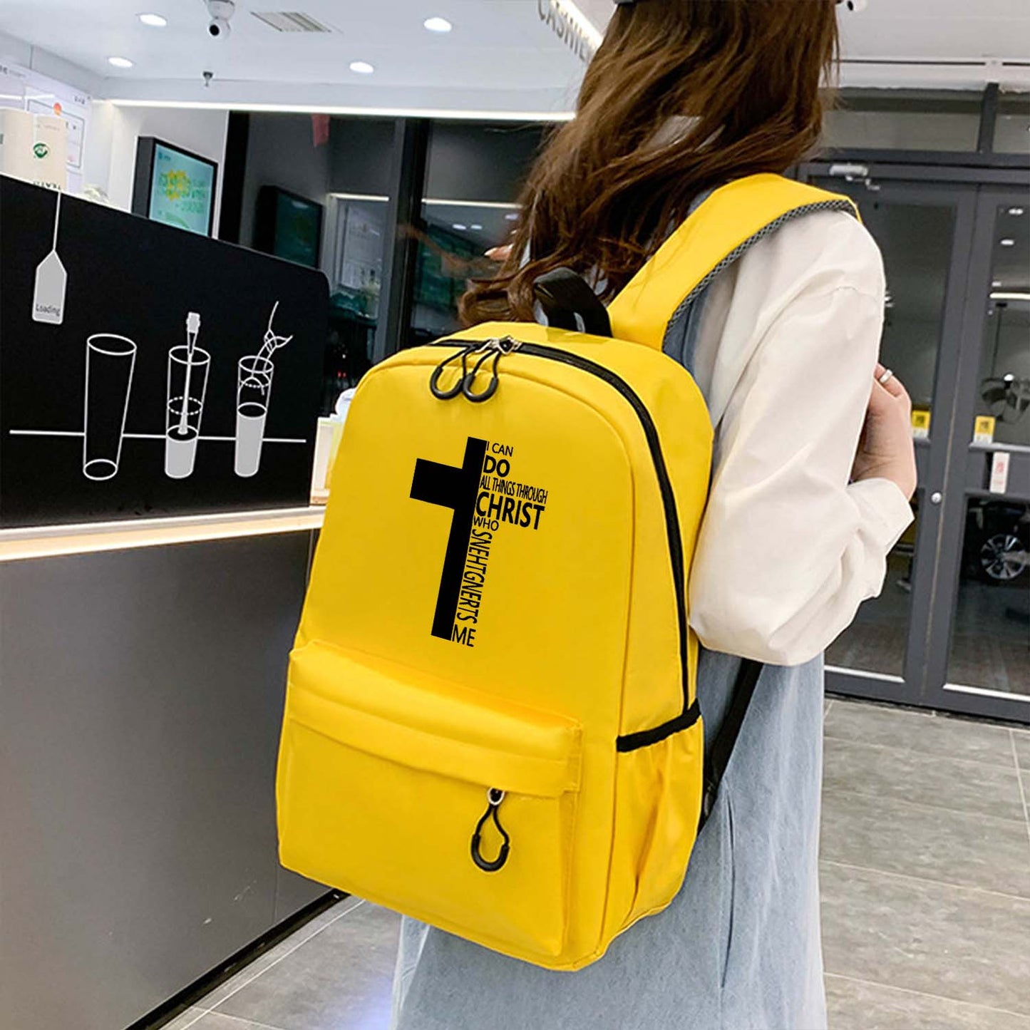 Christian Faith Backpack Lightweight Laptop Bag Cross Print
