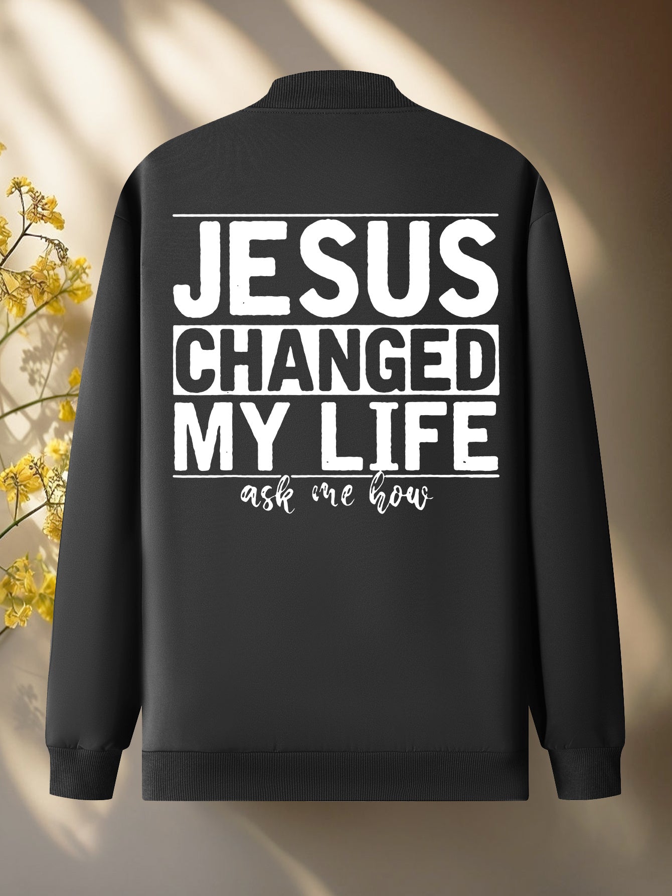 Jesus Christ Design Bomber Jacket Mens Zip Up Collar