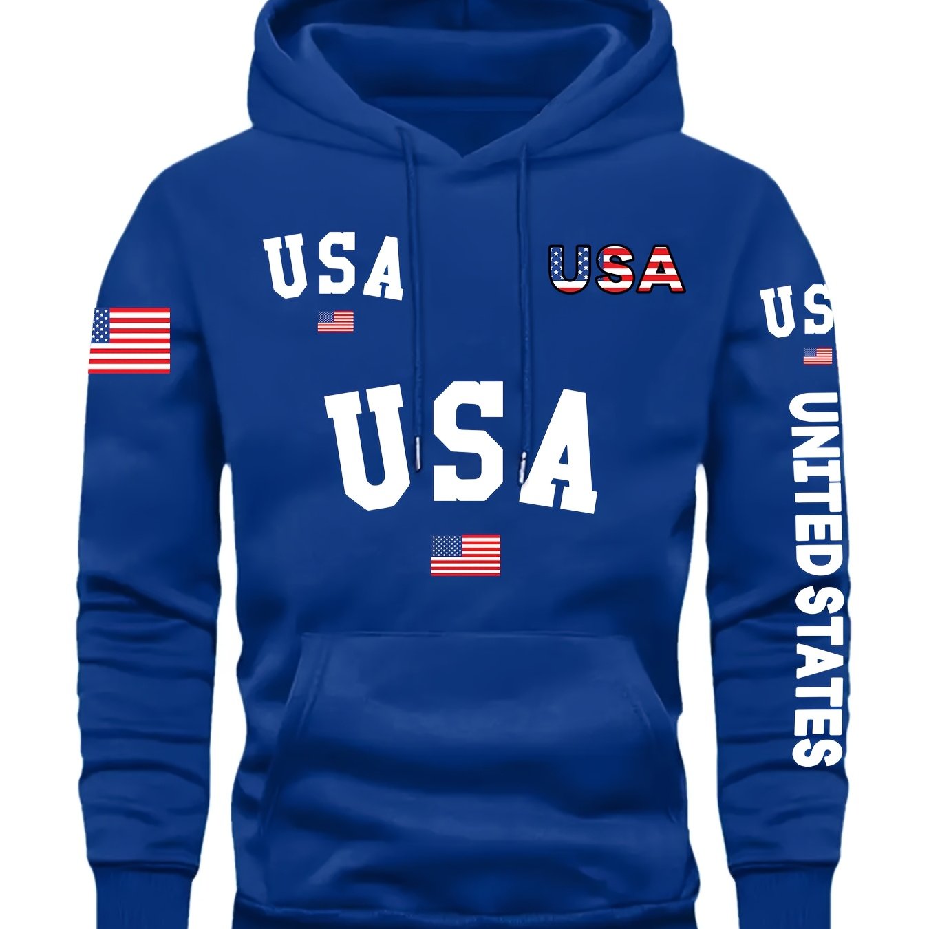 In His Divine Power Cozy Patriotic Hoodie USA Front Pocket