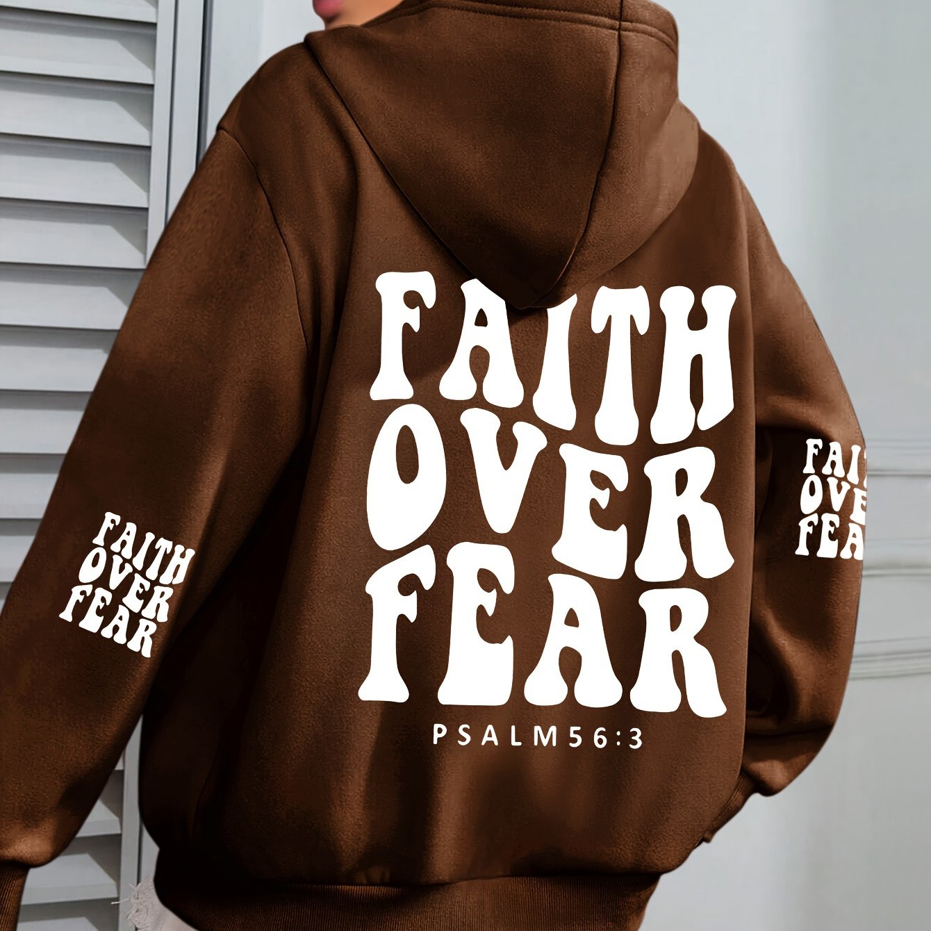 IHDP Faith Over Fear Hoodie Inspirational Print Sweatshirt