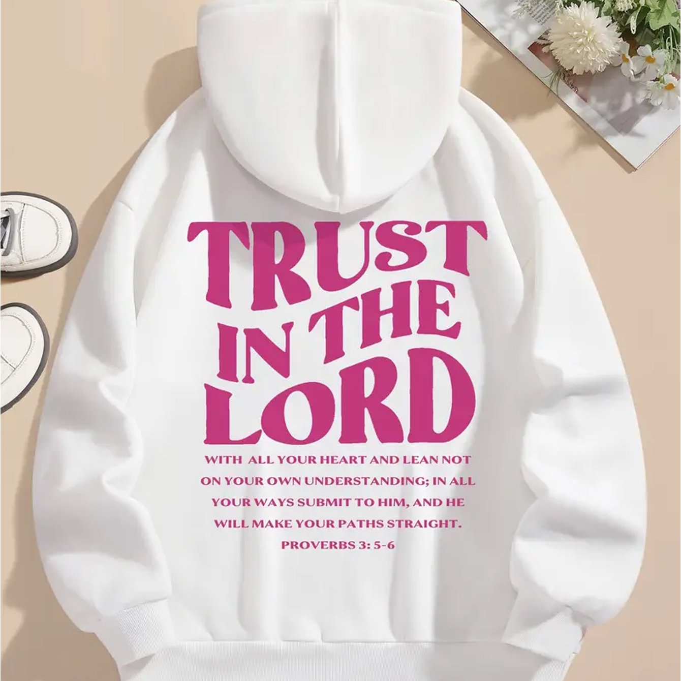 Alphabet Print Hoodie Sweatshirt Polyester Hooded Casual
