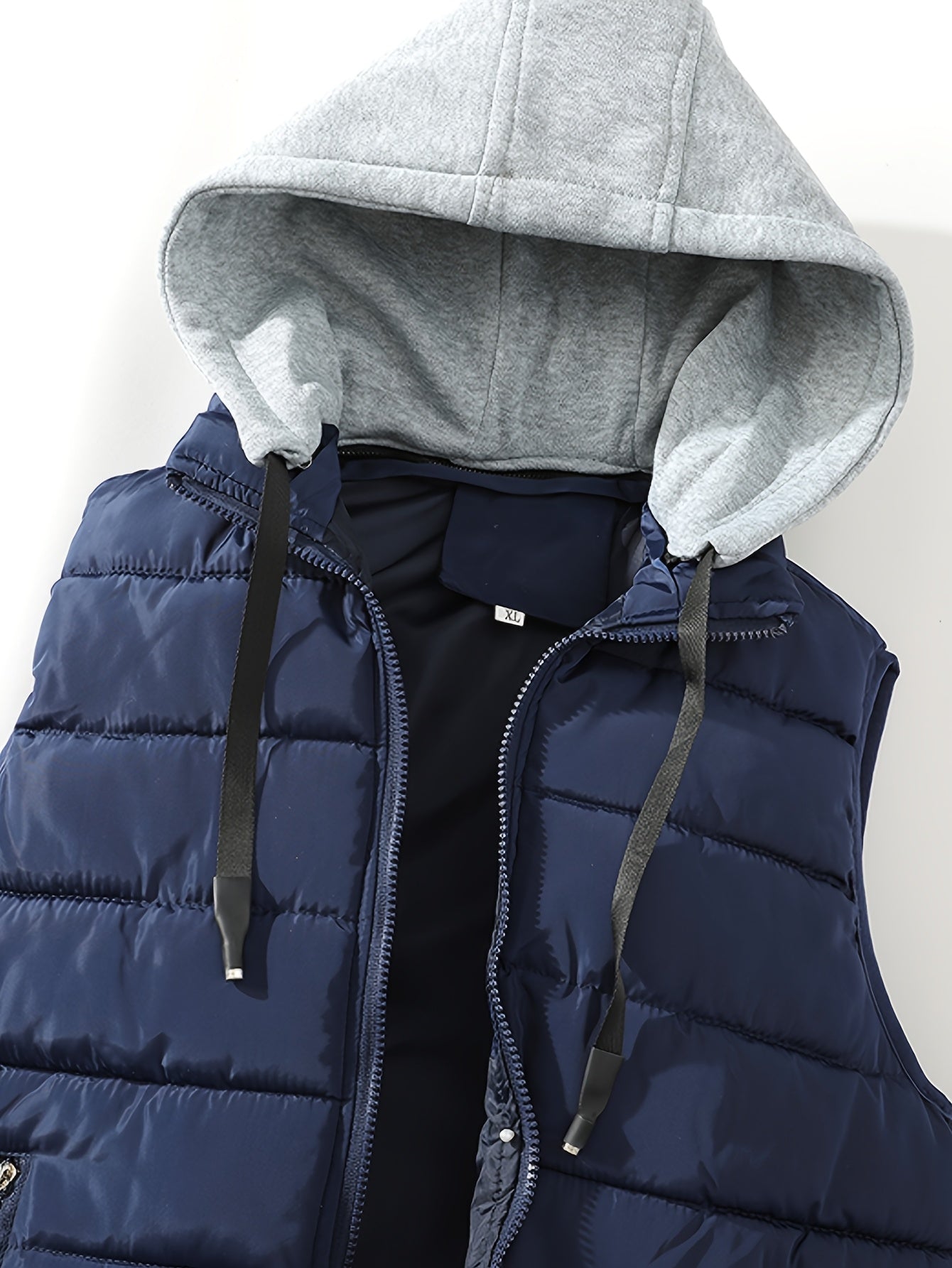 Stylish Men's Hooded Vest Solid Color Warm Thick Casual for Autumn and Winter