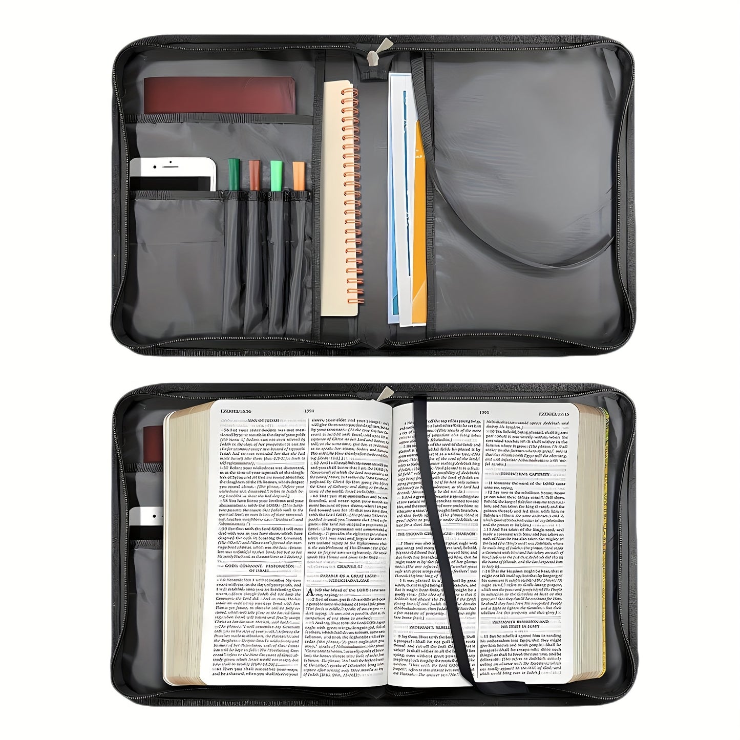 Mens PU Leather Bible Cover Lion Cross Design Everyday