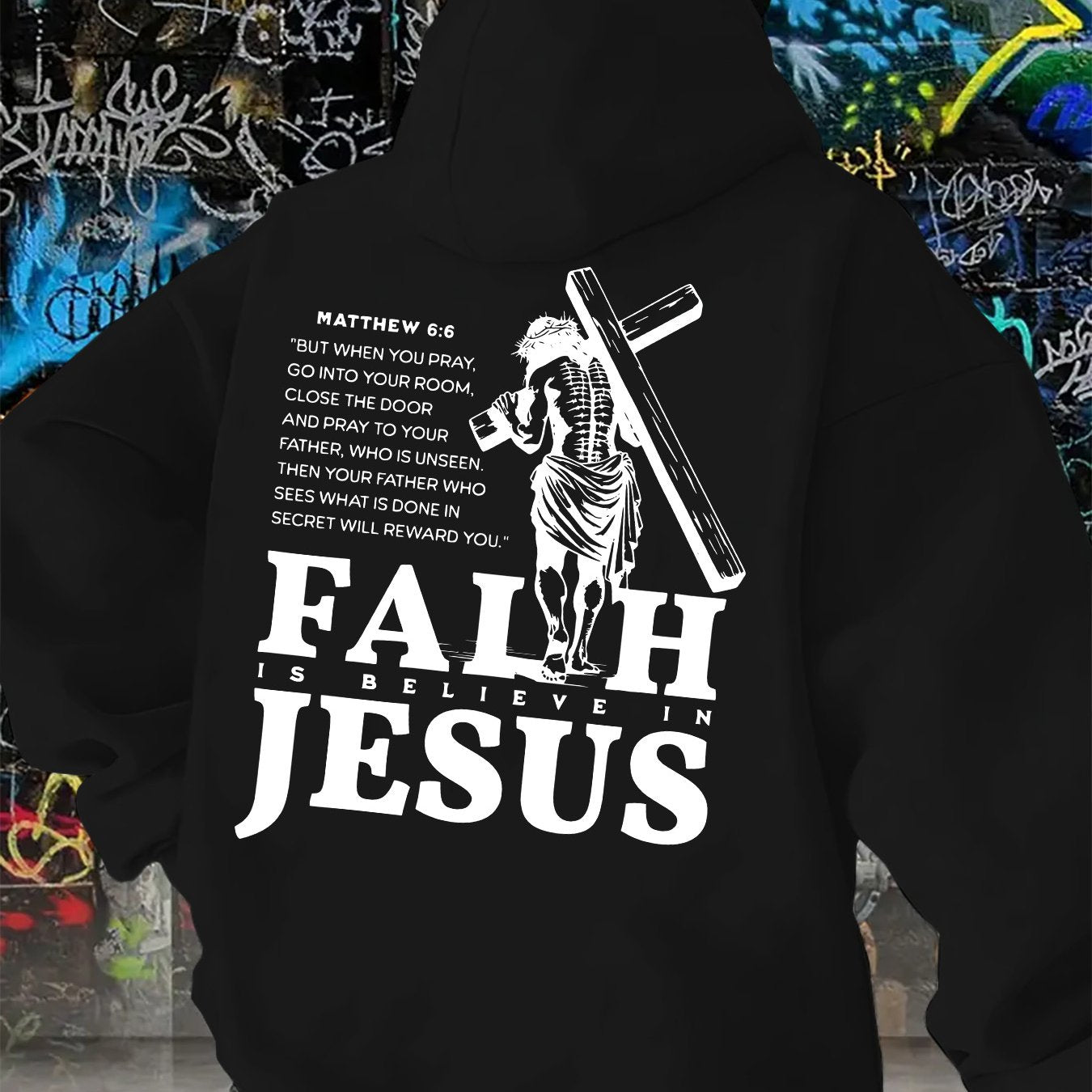 Divine Power Faith Cross Graphic Hoodie Pullover Everyday