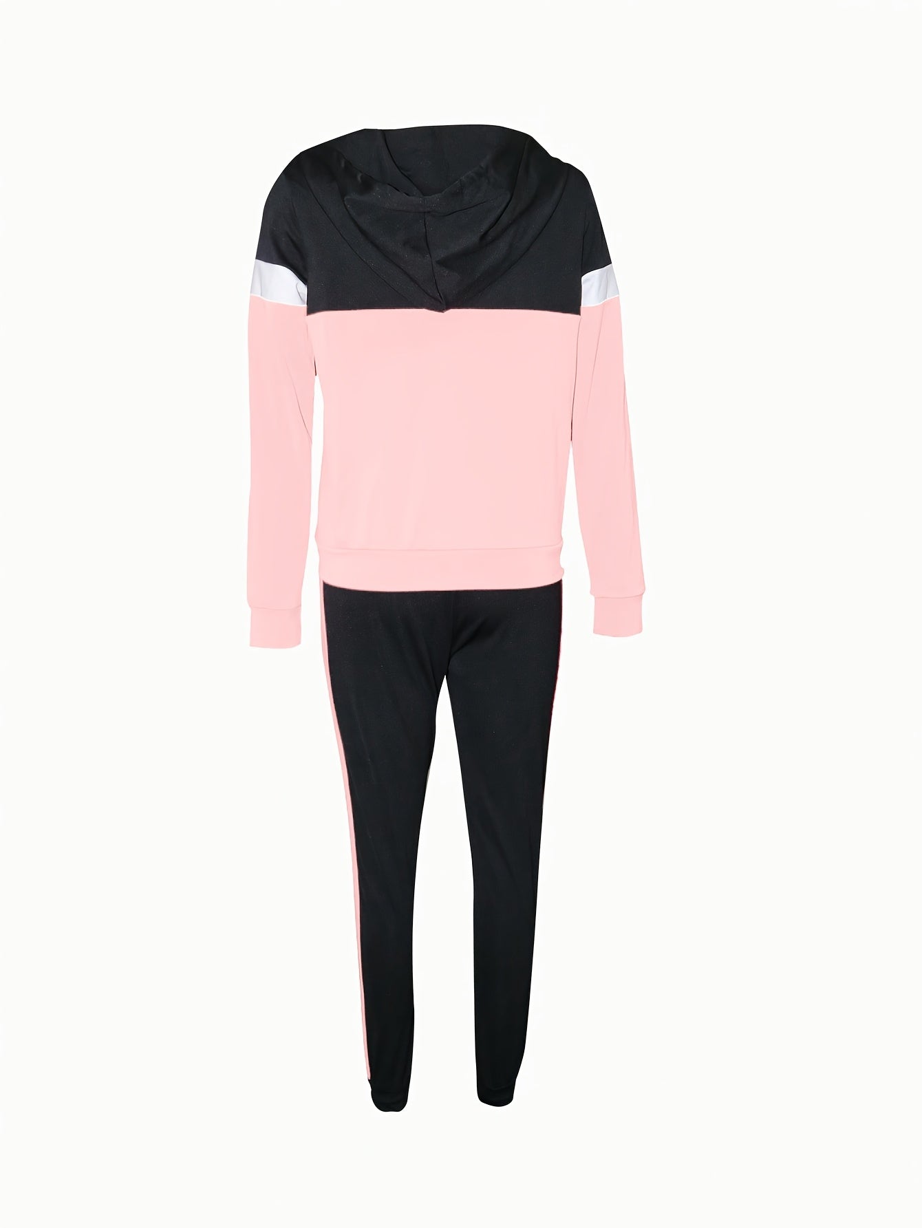 Women's Casual Striped Hooded Jacket And Pants Track Suit
