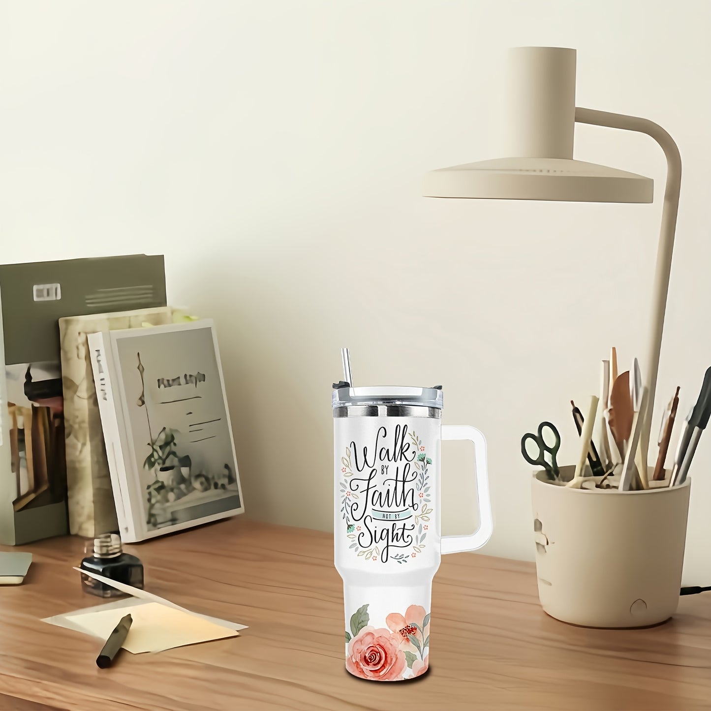 40 Ounce Christian Cross Pattern Steel Insulated Water Cup
