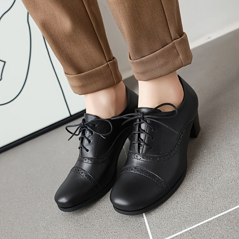 Womens Chunky Lace Up Vintage Oxfords Dress Pumps