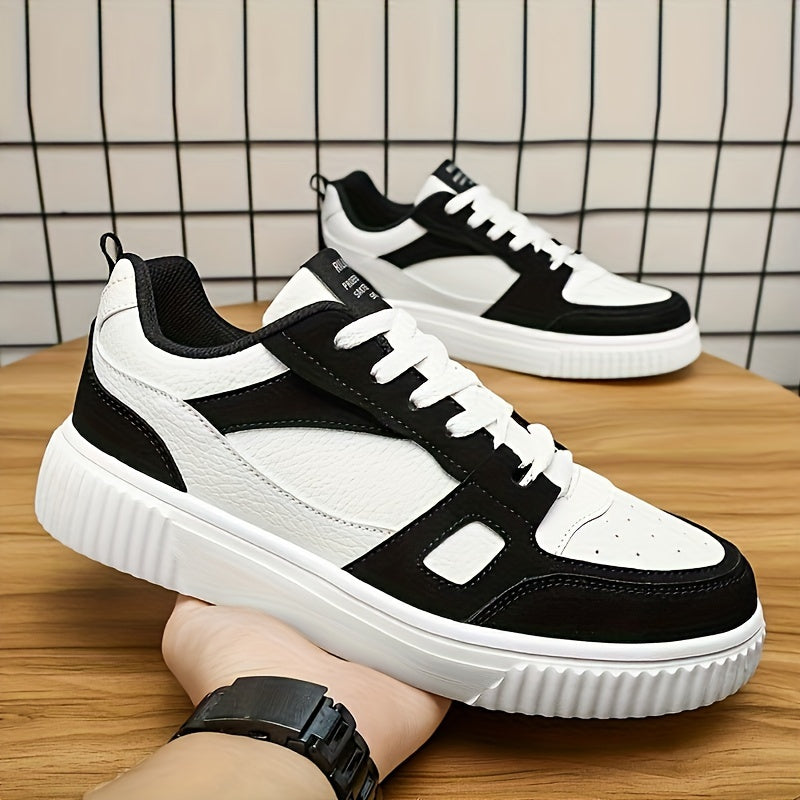 Men's Trendy Solid Color Block Skate Shoes for All Season Wear