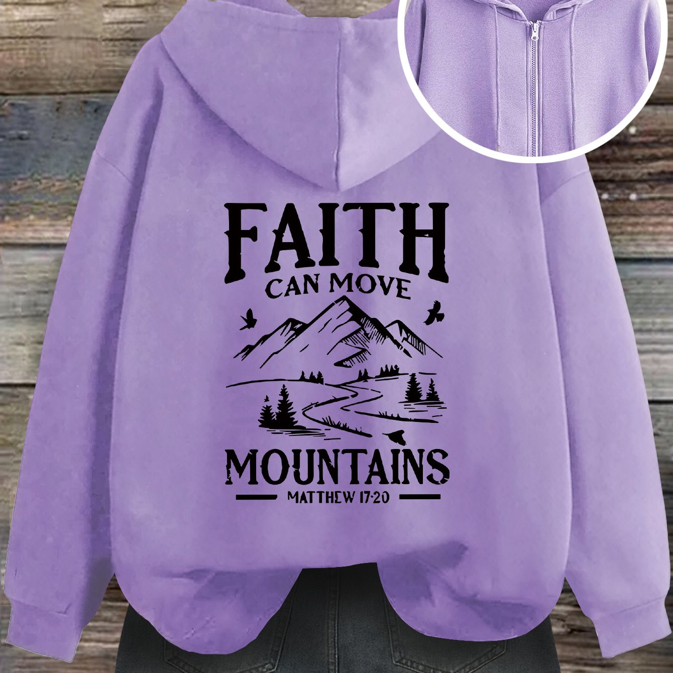Women Black Hoodie Faith Can Move Mountains Graphic