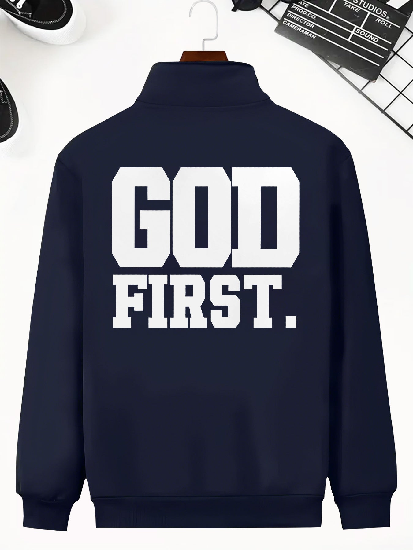 Divine Power God First Print Zip Up Jacket Outdoors