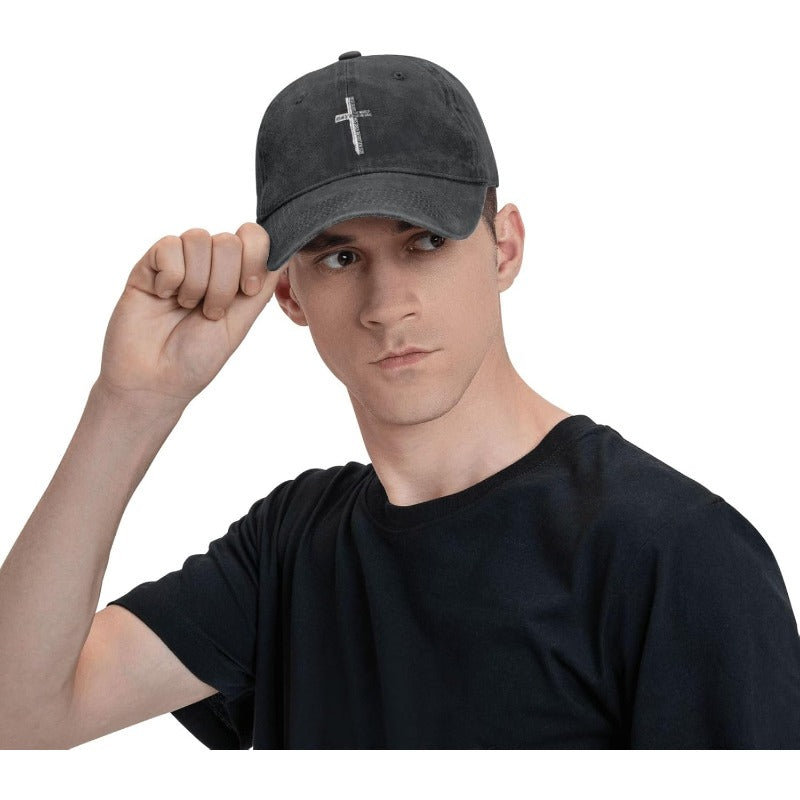 John 3 16 Cross Hat Unisex Cotton Washed Distressed Baseball Cap So Loved The World Lightweight Breathable