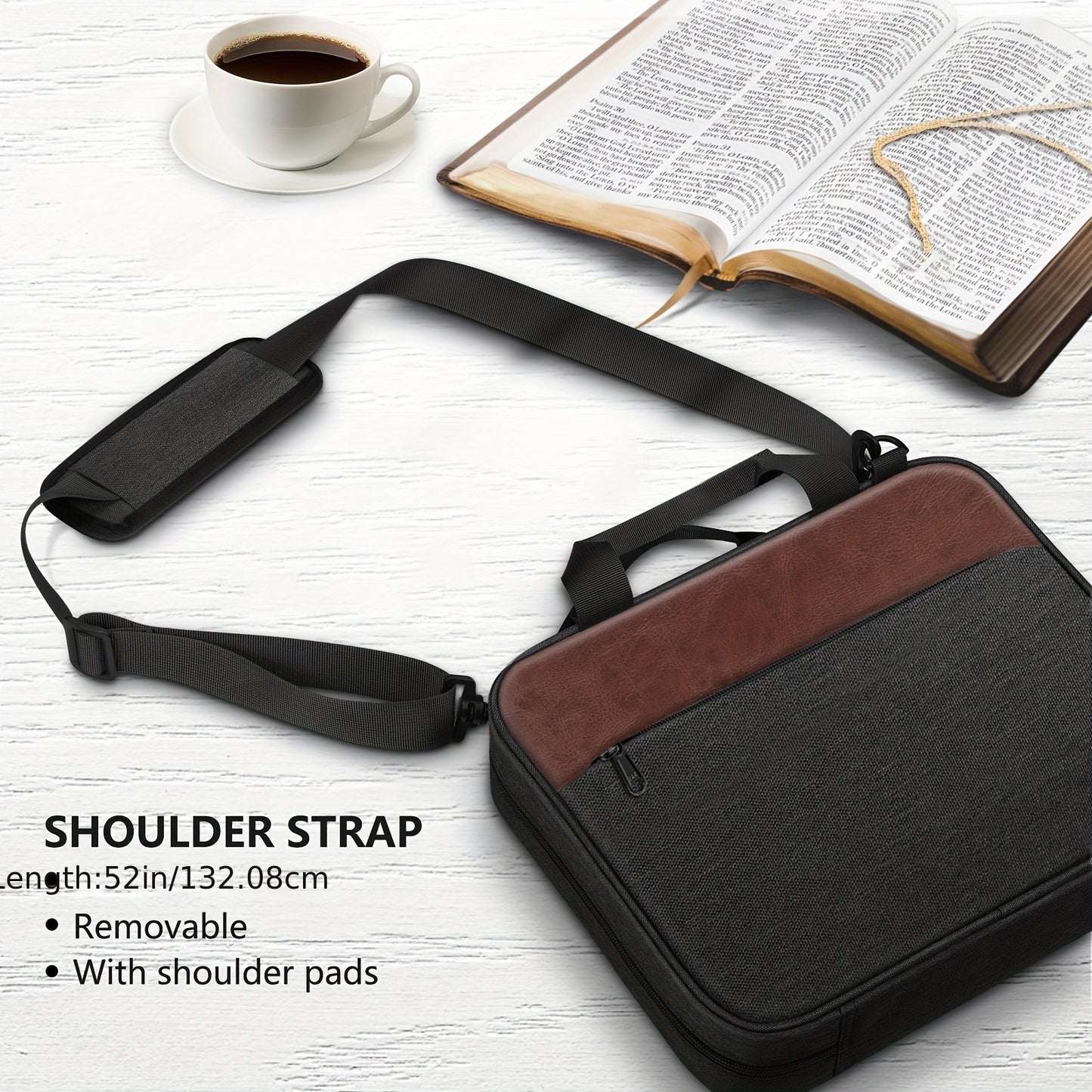 Bible Carrying Book Case With Detachable Shoulder Strap