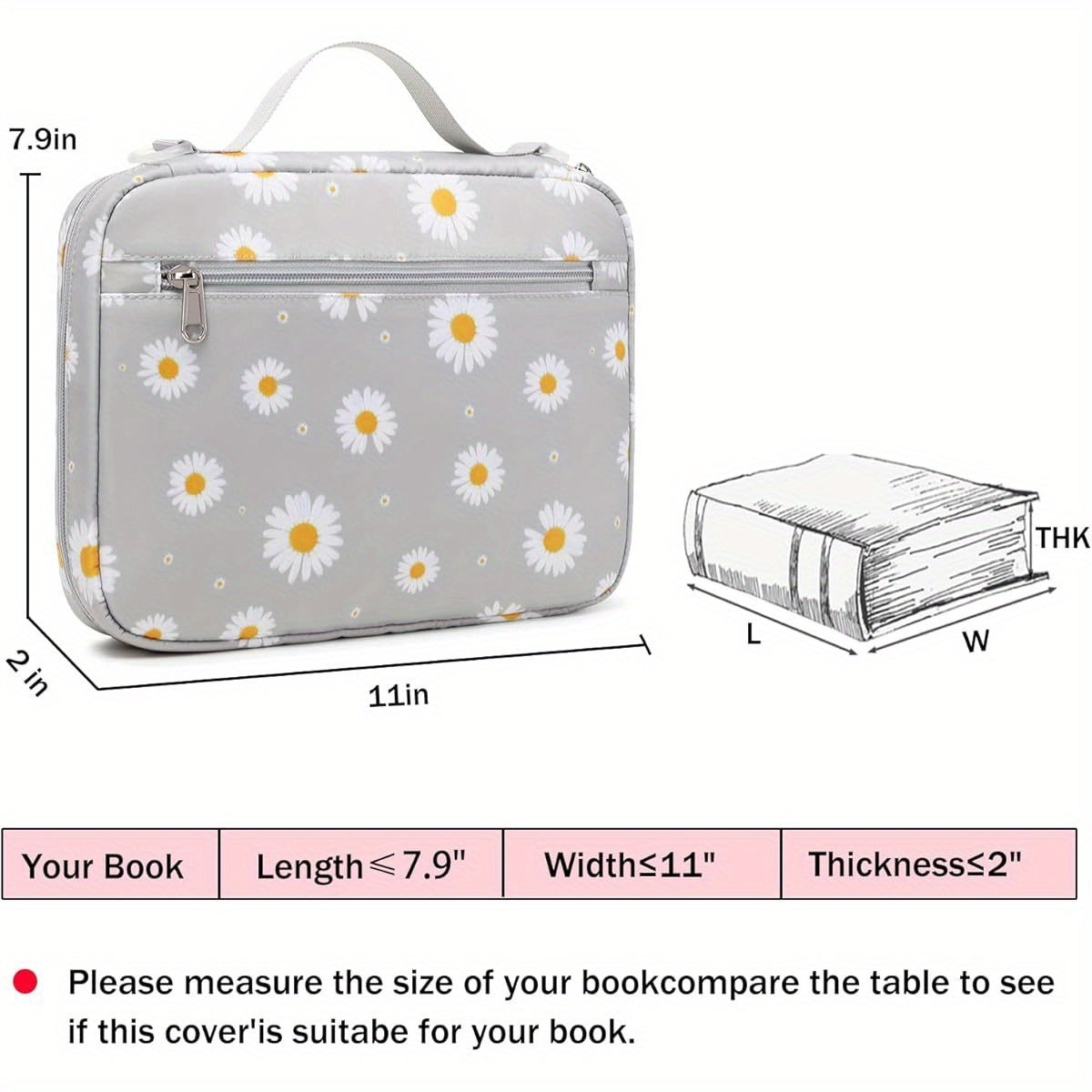 Women's Bible Carrying Case with Detachable Shoulder Strap and Daisy Design
