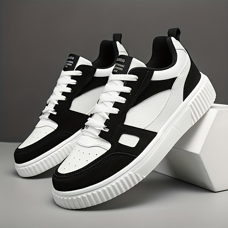 Men's Trendy Solid Color Block Skate Shoes for All Season Wear