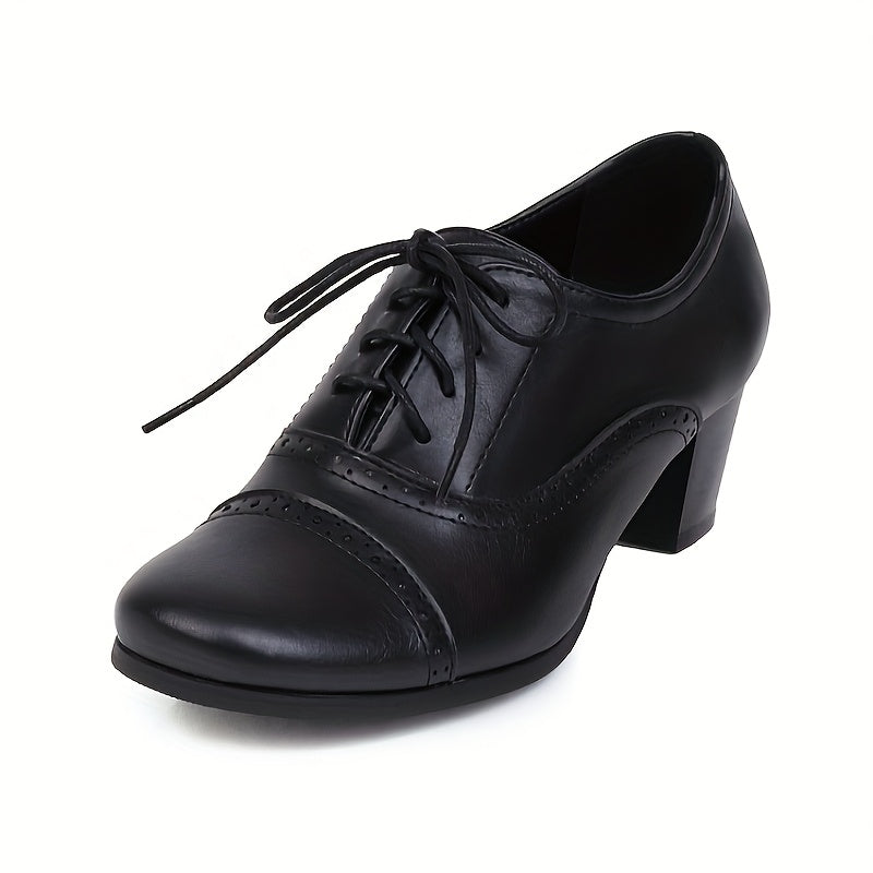 Womens Chunky Lace Up Vintage Oxfords Dress Pumps
