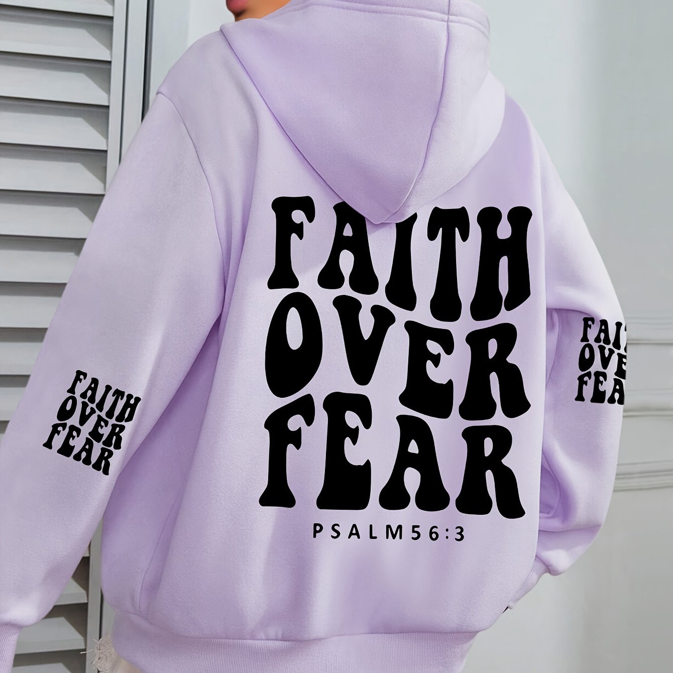 IHDP Faith Over Fear Hoodie Inspirational Print Sweatshirt