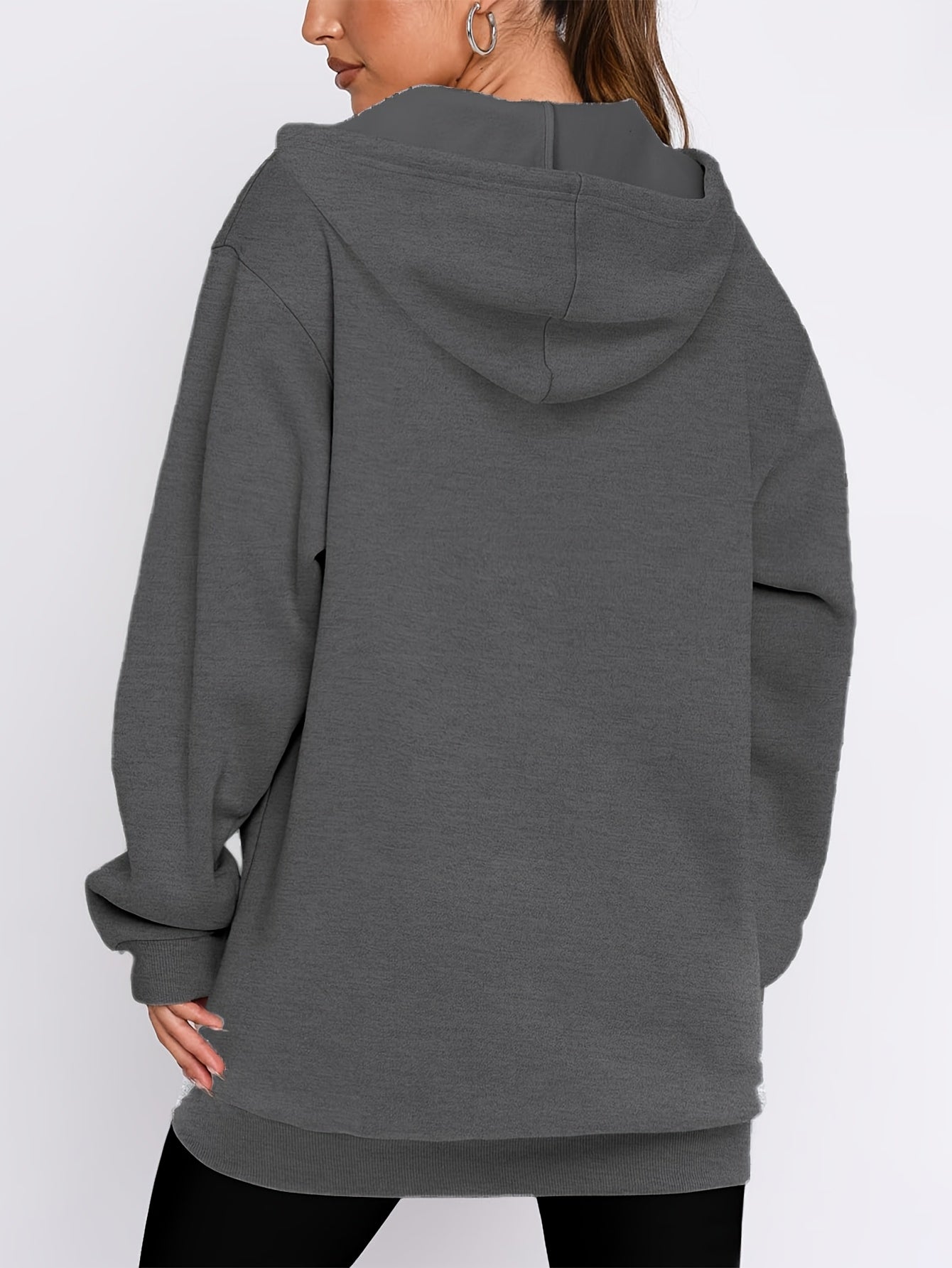 Women's Casual Longline Zip Up Hoodie by In His Divine Power