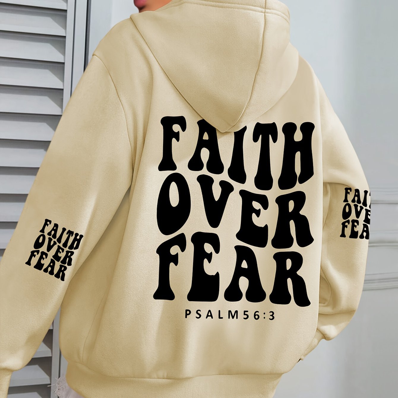 IHDP Faith Over Fear Hoodie Inspirational Print Sweatshirt