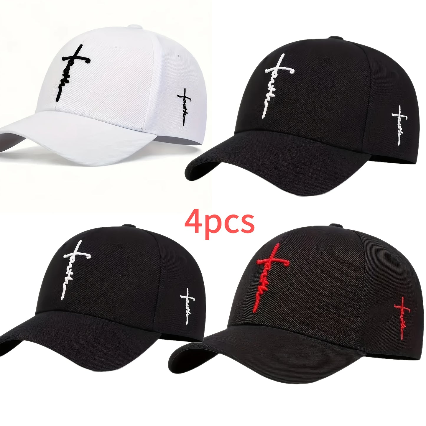 In His Divine Power Cross Embroidered Baseball Caps