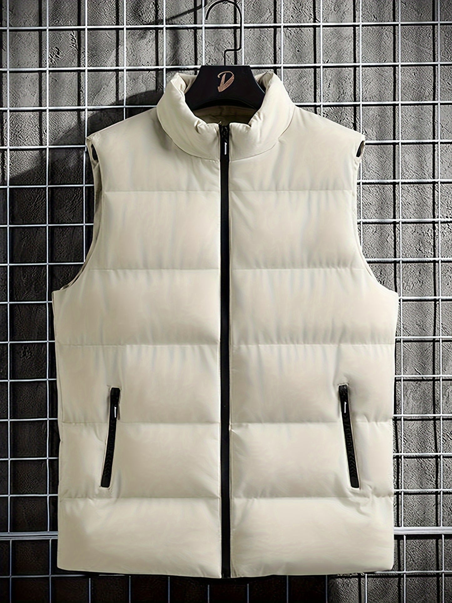 Quilted Insulated Sleeveless Vest With Stand Collar Casual