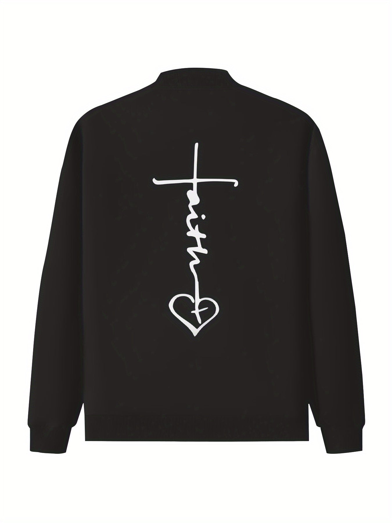 IHDP Faith Heart Print Casual Jacket Stand Collar ZipUp